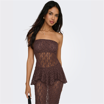 ONLY LAYA TUBE LACE TOP JRS CHOCLATE MARTINI - 15375823