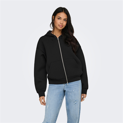 ONLY NAOMI TWO-WAY ZIP HOODIE BLACK- 15383142