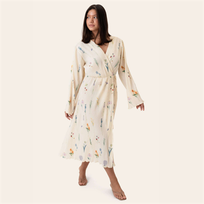 BYIC OFELIAIC LONG WRAP DRESS OFF WHITE FLOWER PRINT - A23640 