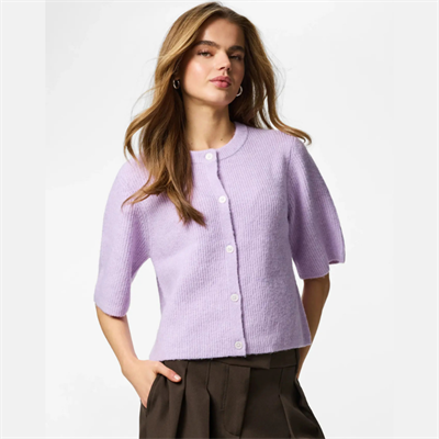 PIECES SILLY SS O-NECK KNIT CARDIGAN NOOS BC PASTEL LILAC/MELANGE - 17158220