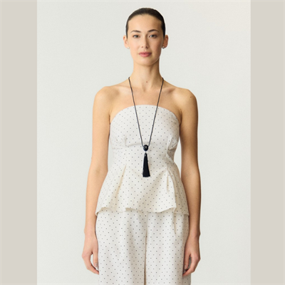 YAS DOTLY CORSAGE TOP – STAR WHITE/ BLACK 26041150