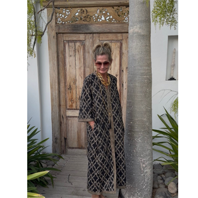 WAUW TABITA DRESS BLACK/BEIGE - 10208