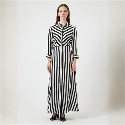 Yas Savanna Long shirt dress black/white stribes - 26022663