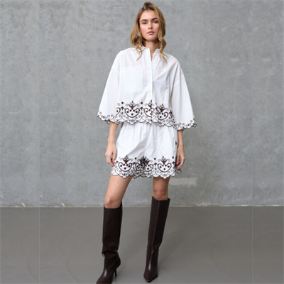 LOVE & DIVINE  SKJORTE LOVE 1546 WHITE/BROWN 