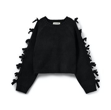 SOFIE SCHNOOR PERMELISW BOW KNIT SWEATER BLACK – S261205