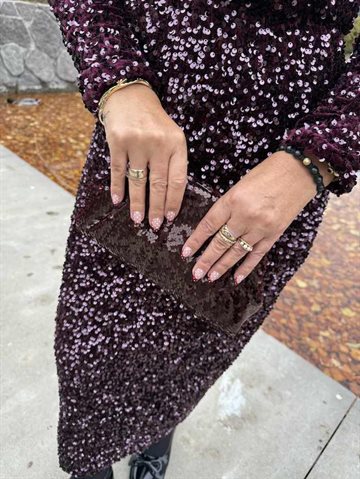 SUI AVA SEQUIN CLUTCH BAG BURGUNDY M. PALIETTER - SA2504144