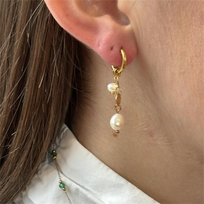 WOLFF JEWELRY SUNNY PEARL HOOPS GOLD - E1019