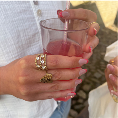 WOLFF JEWELRY CRYSTAL RING GOLD - 1137