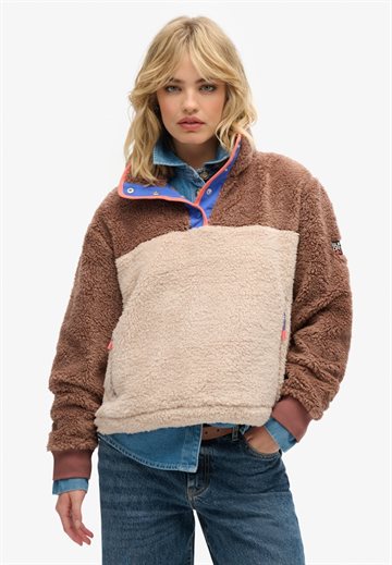 SUPERDRY SUPER SOFT MASH UP TEDDY FLEECE NUTMEG SPICE BROWN – W2012349A