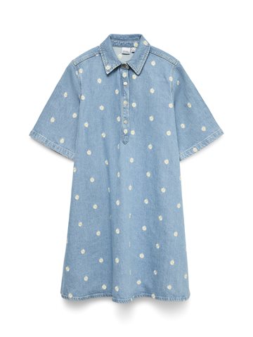 VERO MODA OCHINA SS DAISY EMB DENIM DRESS LIGHT BLUE DENIM - 10335511