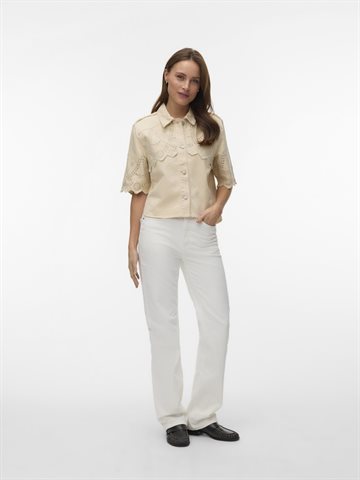 VERO MODA PETRA 2/4 BRODERIE COLOR SHIRT ECRU - 10350147 