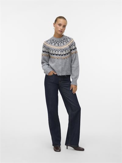  VERO MODA TAMMY LS O-NECK NORDIC CARDIGAN GA MEDIUM GREY - 10338985