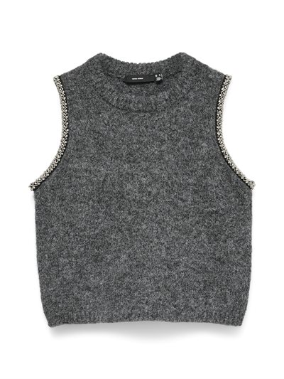 VERO MODA FIRENZE SL O-NECK VEST VIP DARK GREY MELANGE - 10341693
