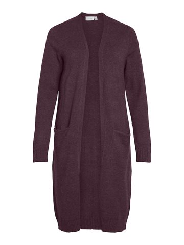  VILA RIL FIG/DARK MELANGE LONG STRIK CARDIGAN - 14042770