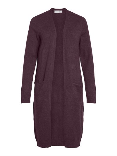  VILA RIL FIG/DARK MELANGE LONG STRIK CARDIGAN - 14042770