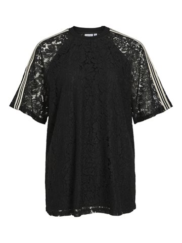 VILA OLINE 2/4 LACE T-SHIRT BLACK - 14114791