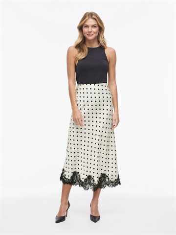 VILA DOTA ANKLE SKIRT BIRCH BLACK DOTS - 14119207