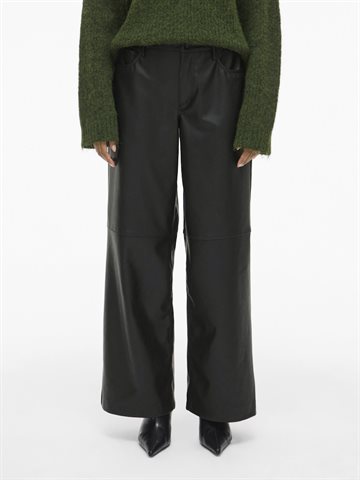 VILA VIANNIE RW COATED PANTS BLACK BEAUTY - 14107686