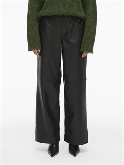 VILA VIANNIE RW COATED PANTS BLACK BEAUTY - 14107686