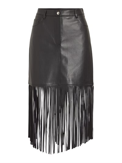 VILA PRANA FRINGE SHORT COATED SKIRT BLACK - 14109533