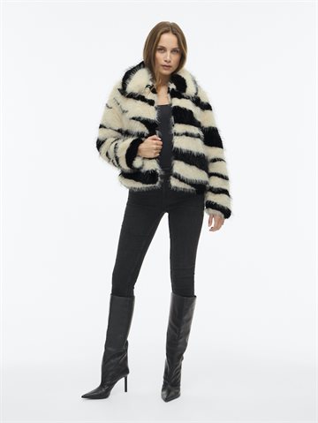 VILA ZEBBY L/S JACKET BIRCH/BLACK - 14110558