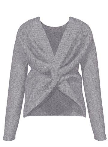 VILA OSAJA REV L/S KNOT KNIT TOP MEDIUM GREY MELANGE - 14109175 