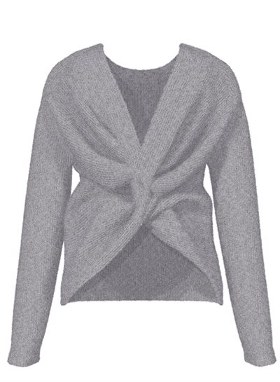 VILA OSAJA REV L/S KNOT KNIT TOP MEDIUM GREY MELANGE - 14109175 