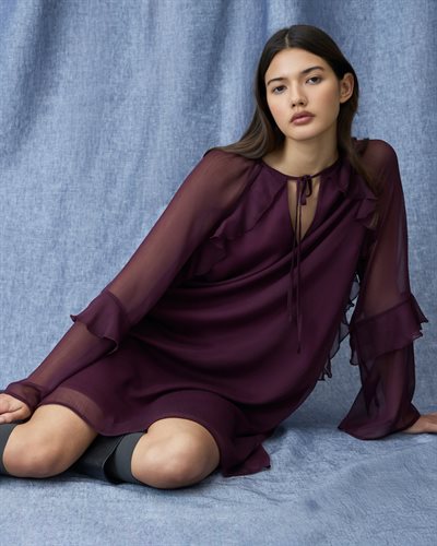 VILA SILJA L/S RUFFLE DRESS FIG - 14112326