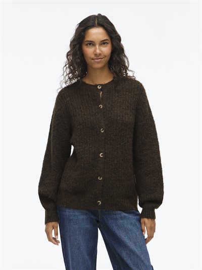 VILA AMPE O-NECK L/S KNIT CARDIGAN COFFE BEAN - 14112724 