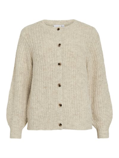  VILA AMPE O-NECK L/S KNIT CARDIGAN SUPER LIGHT NATURAL MELANGE - 14112724