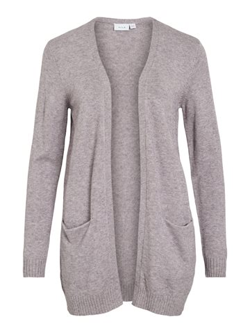 VILA RIL WHITE TOADSTOOL LIGHT MELANGE OPEN STRIK CARDIGAN - 14044041