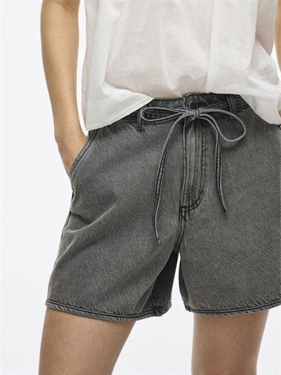  VILA KIKI HW BELT DARK GREY DENIM SHORTS - 14105468