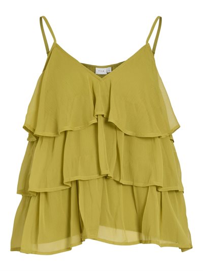 VILA HARLEY RUFFLE STRAP TOP GREEN ENVY - 14111856 