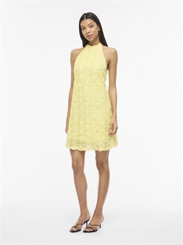 VILA GLORY HALTER NECK SHORT DRESS/DC/KA PASTEL YELLOW - 14115487 
