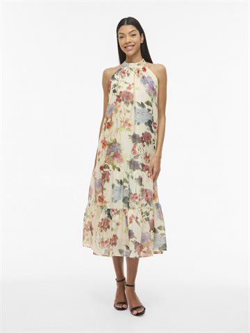 VILA HALTERNECK MIDI DRESS BIRCH/FLOWERS- 14115377