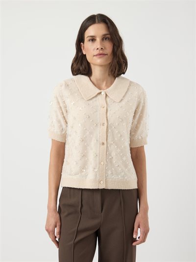 YAS MERILLA SS KNIT CARDIGAN - EX BIRCH - 26039255