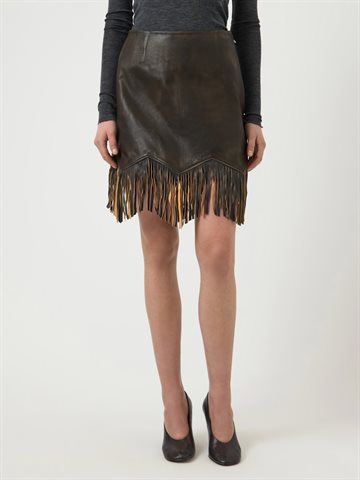 YAS FIMU HW DEEP MAHOGANY LEATHER SKIRT - 26040570