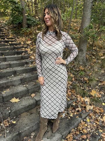 VILA VOLETTIS CHI L/S MIDI DRESS/BFS BIRCH - 14111123