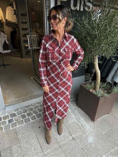  ONLY WREN CHECK L/S LONG SHIRT DRESS WVN SYRAH - 15368633