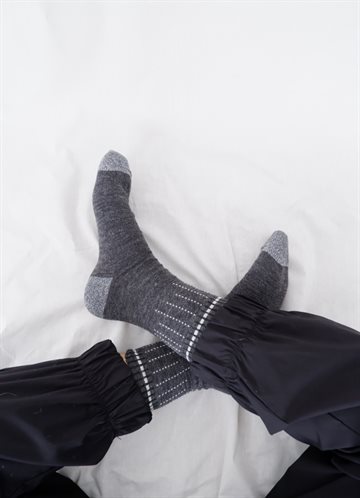 BLACK COLOUR GLAZE WOOL MIX SOCK GREY/SILVER - 4266