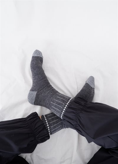 BLACK COLOUR GLAZE WOOL MIX SOCK GREY/SILVER - 4266
