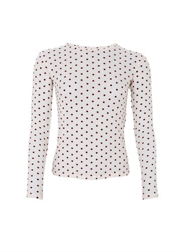 BLACK COLOUR JENNIE CREAM DOTTED MESH BLUSE - 40611