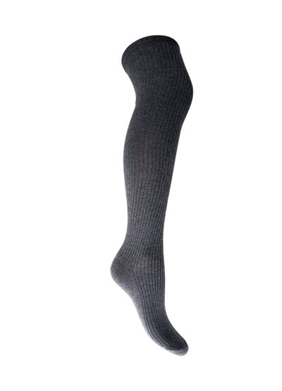 BLACK COLOUR MALIKA KNEEHIGH RIB SOCK DARK GREY - 4285