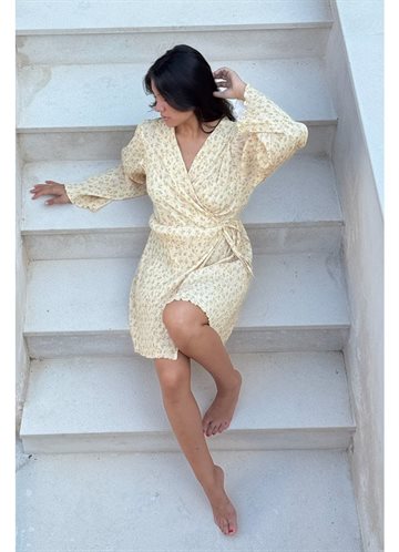 BYIC OFELIA WRAP DRESS YELLOW FLOWER PRINT - A23934