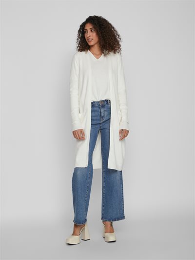 VILA RIL WHITE ELYSSIUM LONG STRIK CARDIGAN - 14042770