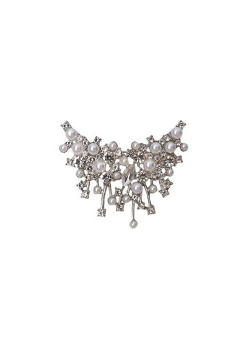 BLACK COLOUR DROP BROOCHE SILVER COLOURED - 4532