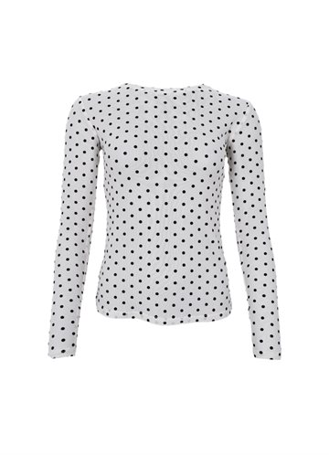 BLACK COLOUR JENNIE DOTTED MESH BLOUSE OFF WHITE - 40611