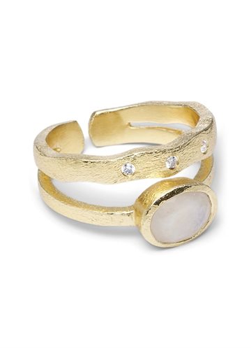 PURE BY NAT SILVIA RING G/B RAINBOW MOONSTONE - 48336