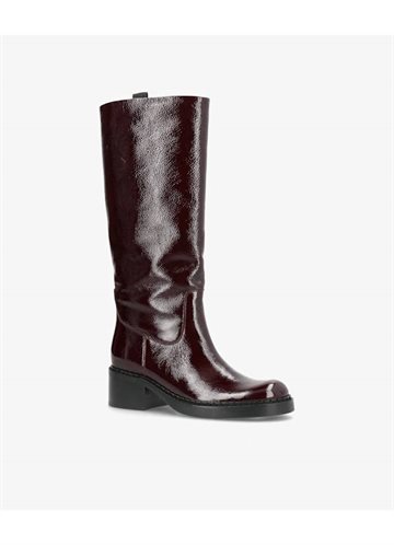 PHENUMB EXPOSED LONG P STØVLE DARK BORDO LEATHER PATENT - PB510048