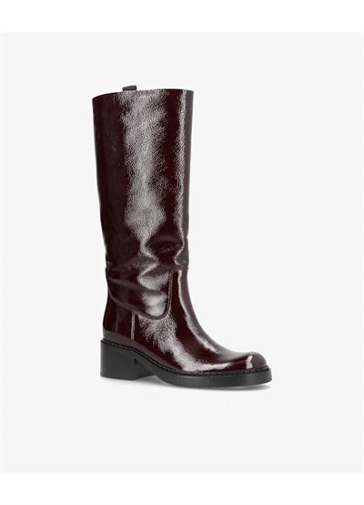 PHENUMB EXPOSED LONG P STØVLE DARK BORDO LEATHER PATENT - PB510048